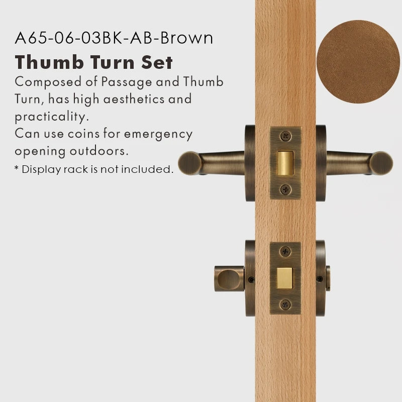 Leather Wrapped Solid Brass Door Lever Set, US Standard