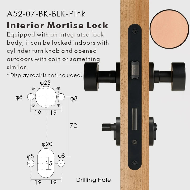 Round Solid Brass Door Knob Set, European Mortise