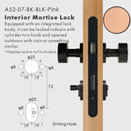 Round Solid Brass Door Knob Set, European Mortise