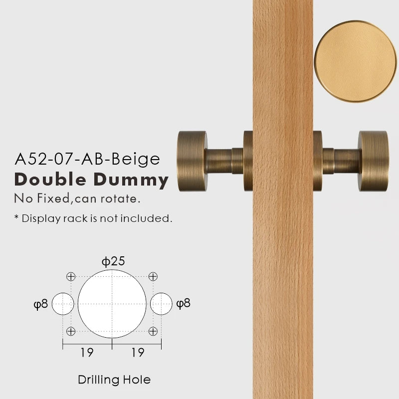 Round Solid Brass Door Knob Set, European Mortise