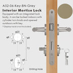 Leather Wrapped Solid Brass Door Lever Set, European Mortise