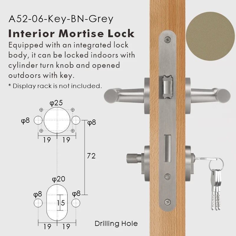 Leather Wrapped Solid Brass Door Lever Set, European Mortise