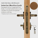 Leather Wrapped Solid Brass Door Lever Set, US Standard
