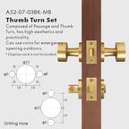 Round Solid Brass Door Knob Set, European Mortise