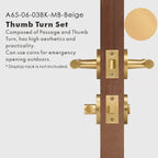 Leather Wrapped Solid Brass Door Lever Set, US Standard