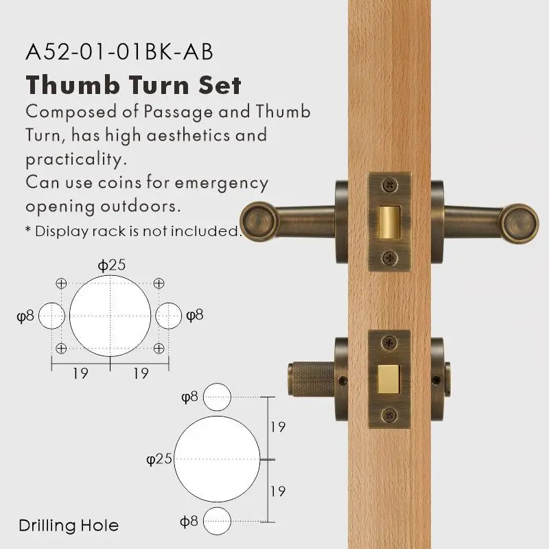 Cross Knurled Solid Brass Door Lever Set, European Mortise