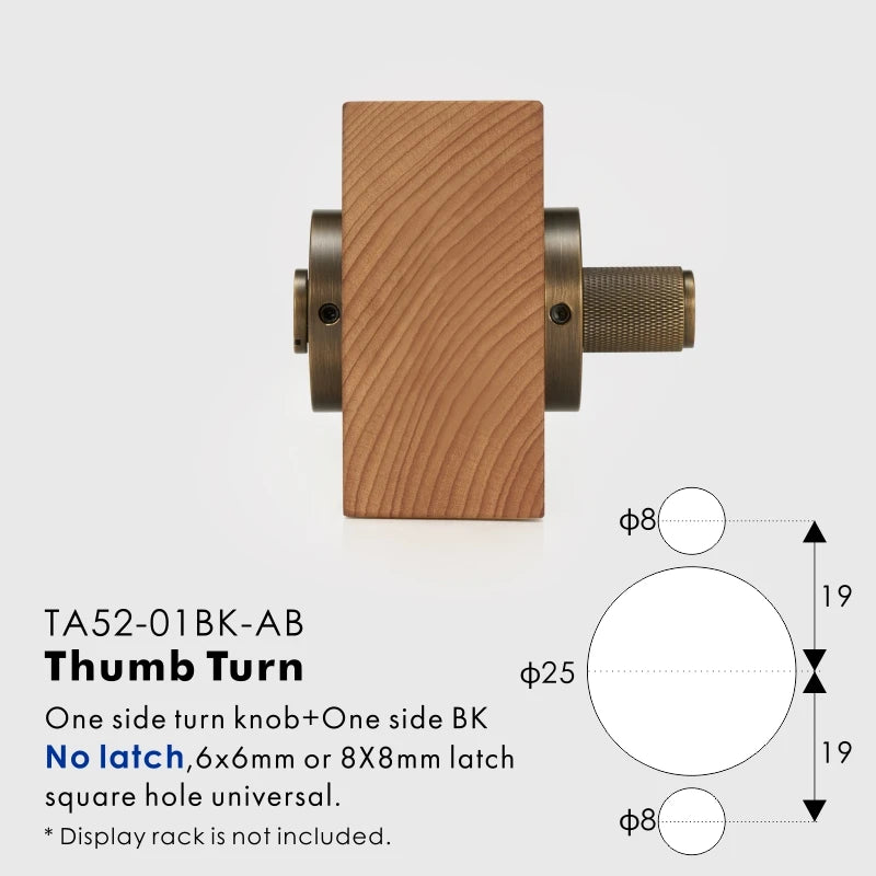 Diamond Knurled Solid Brass Privacy Thumb Turn, European Mortise