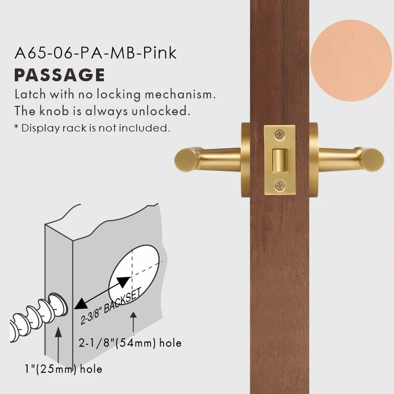 Leather Wrapped Solid Brass Door Lever Set, US Standard