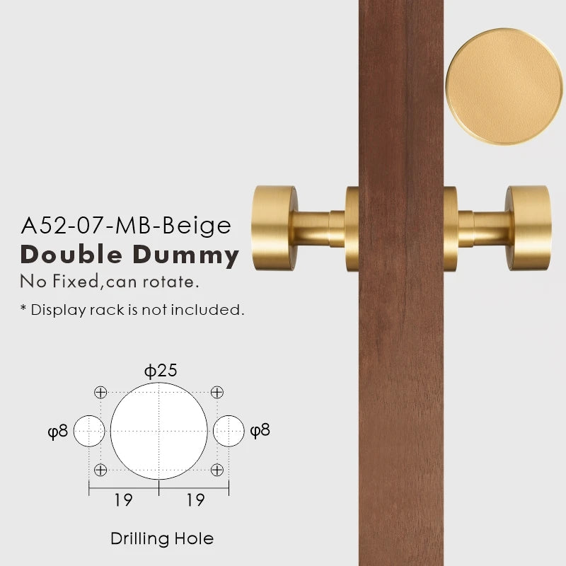Round Solid Brass Door Knob Set, European Mortise