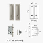 Solid Brass Flush Sliding Door Pull Set