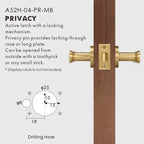 Flat Solid Brass Door Lever Set, European Mortise