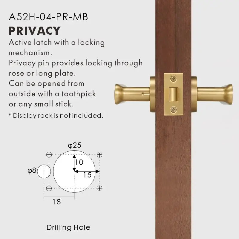 Flat Solid Brass Door Lever Set, European Mortise