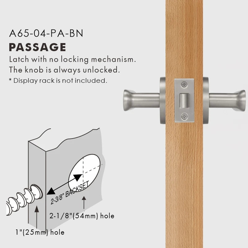 Flat Solid Brass Door Lever Set, US Standard