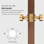 Round Solid Brass Door Knob Set, European Mortise