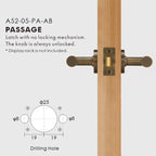 Plain Minimalist Solid Brass Door Lever Set, European Mortise