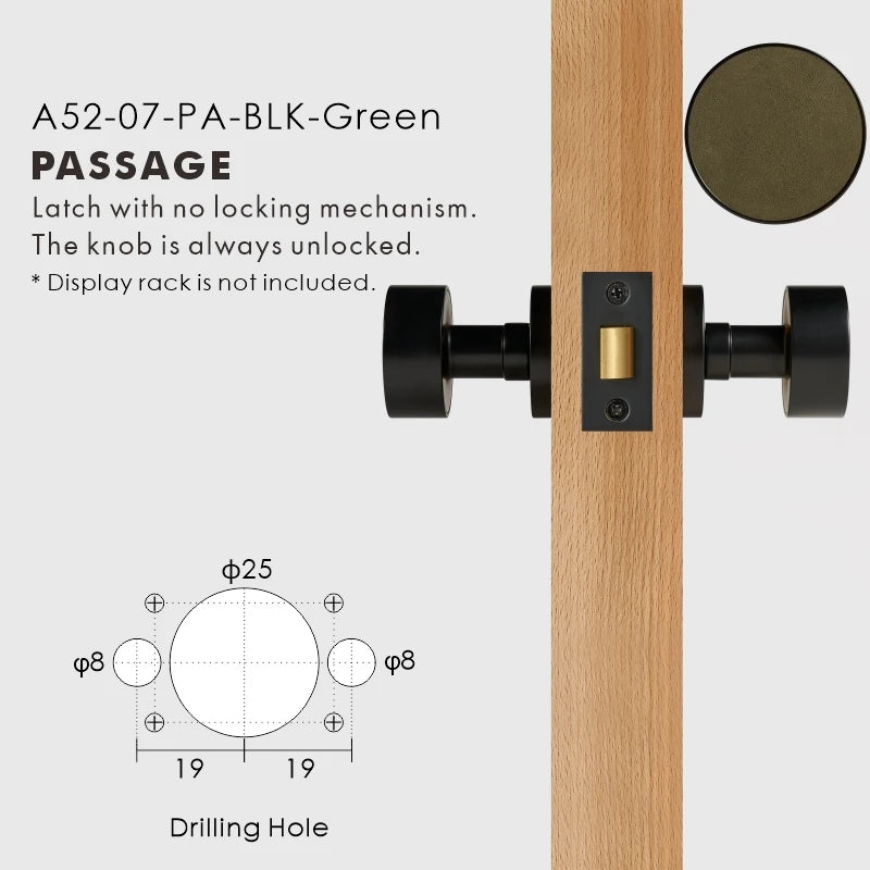 Round Solid Brass Door Knob Set, European Mortise