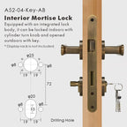 Flat Solid Brass Door Lever Set, European Mortise