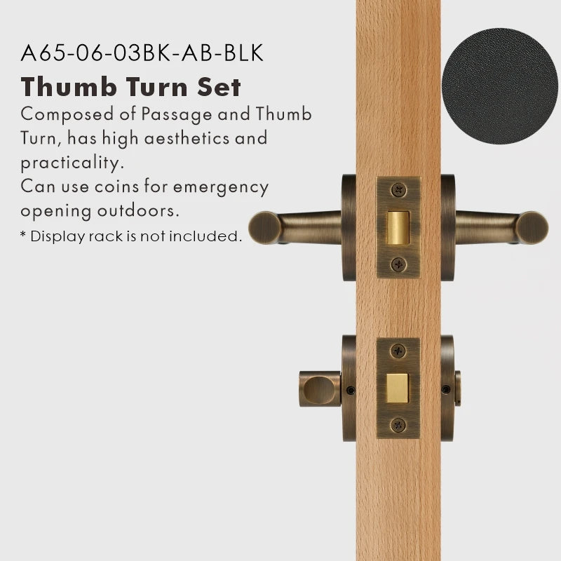 Leather Wrapped Solid Brass Door Lever Set, US Standard
