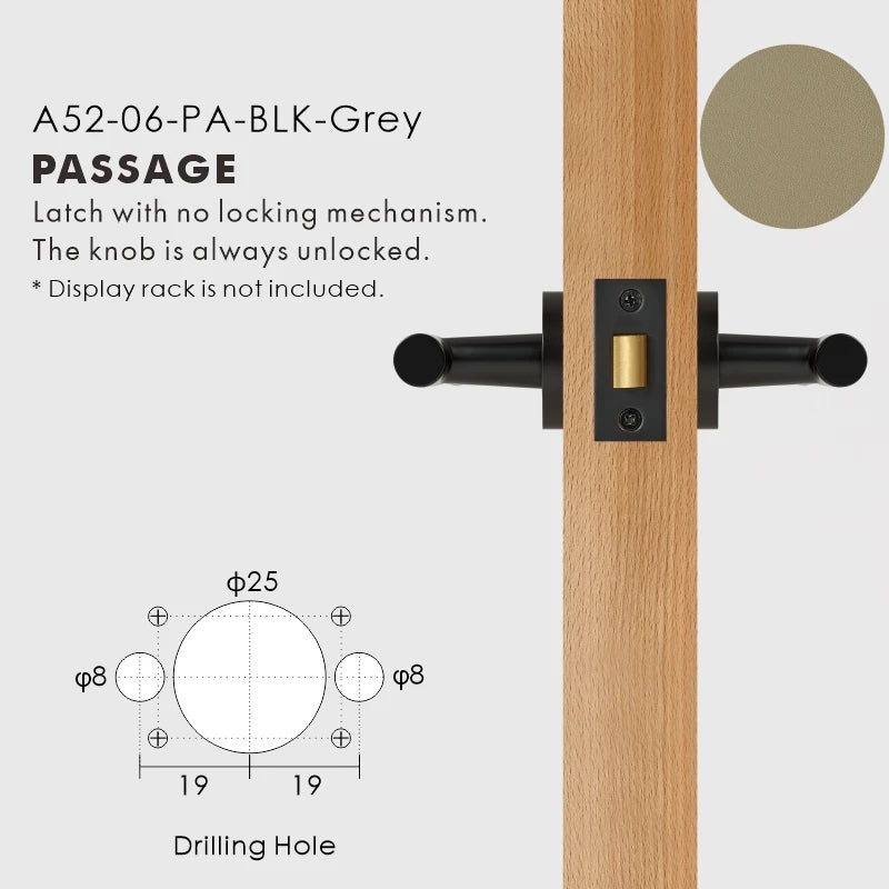 Leather Wrapped Solid Brass Door Lever Set, European Mortise