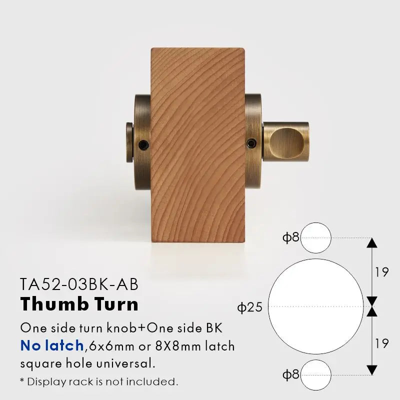Plain Solid Brass Privacy Thumb Turn, European Mortise