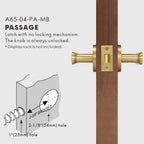 Flat Solid Brass Door Lever Set, US Standard