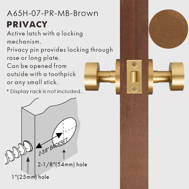 Round Solid Brass Door Knob Set, US Standard