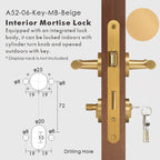 Leather Wrapped Solid Brass Door Lever Set, European Mortise