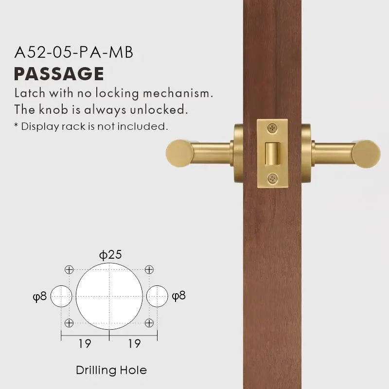 Plain Minimalist Solid Brass Door Lever Set, European Mortise