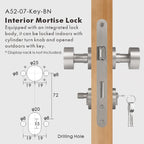 Round Solid Brass Door Knob Set, European Mortise