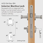 Flat Solid Brass Door Lever Set, European Mortise