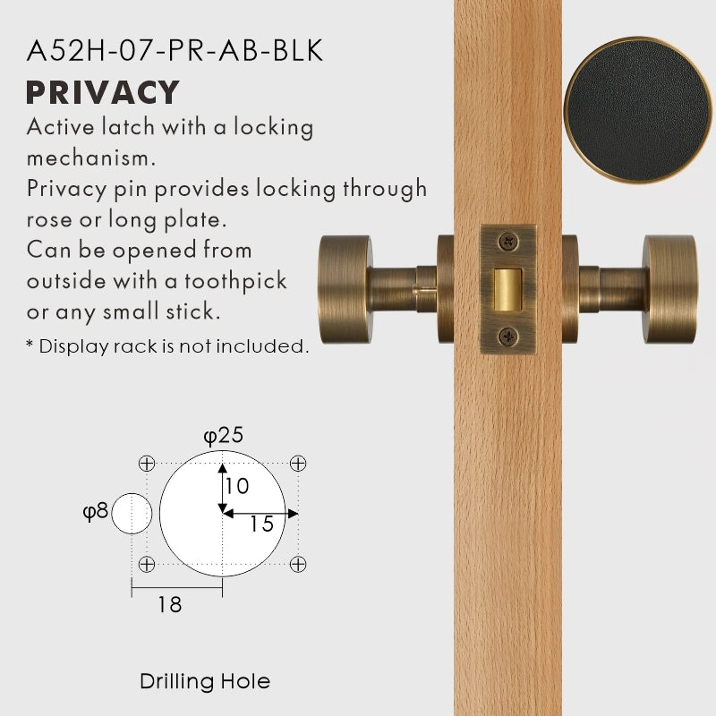 Round Solid Brass Door Knob Set, European Mortise
