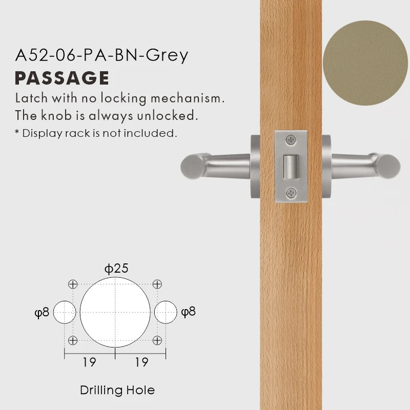 Leather Wrapped Solid Brass Door Lever Set, European Mortise