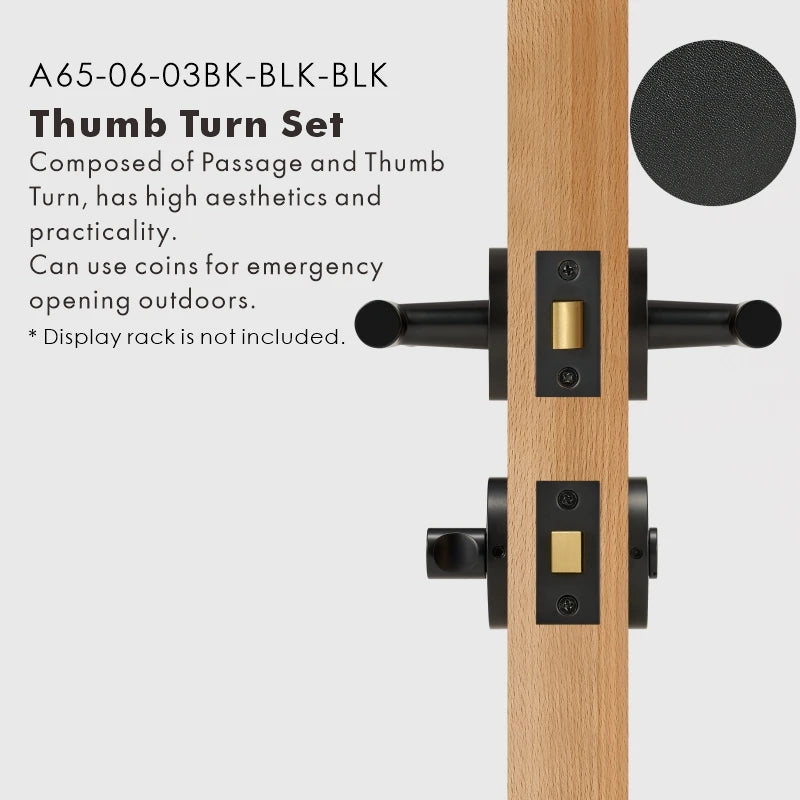 Leather Wrapped Solid Brass Door Lever Set, US Standard