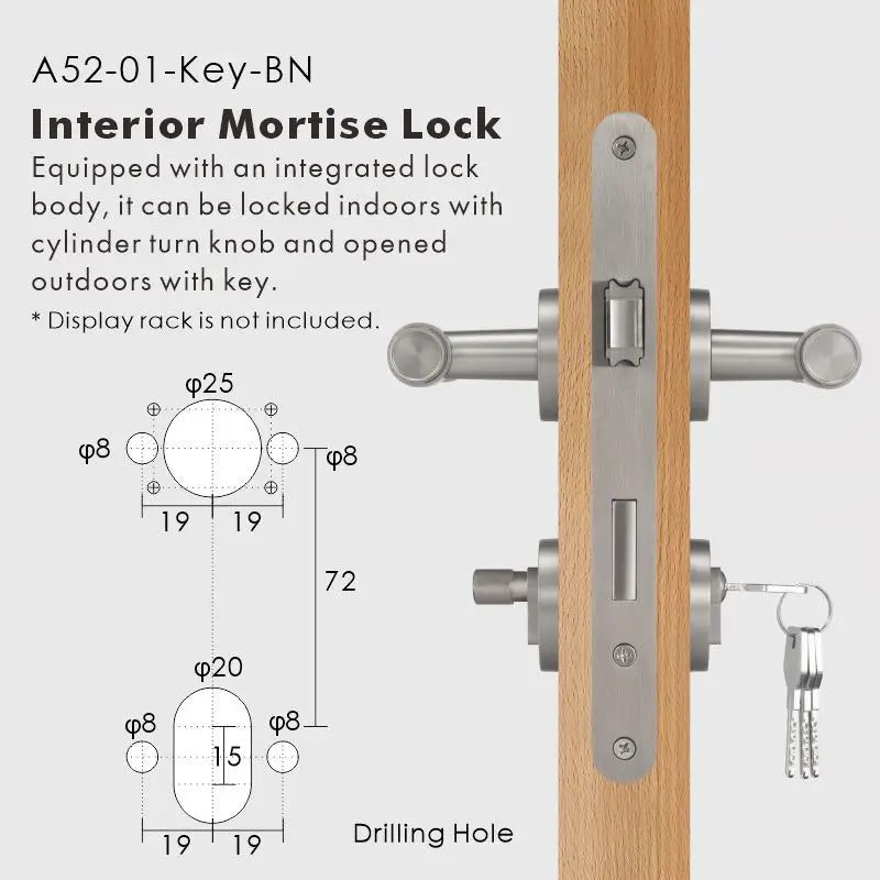 Cross Knurled Solid Brass Door Lever Set, European Mortise