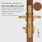 Leather Wrapped Solid Brass Door Lever Set, US Standard