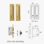 Solid Brass Flush Sliding Door Pull Set