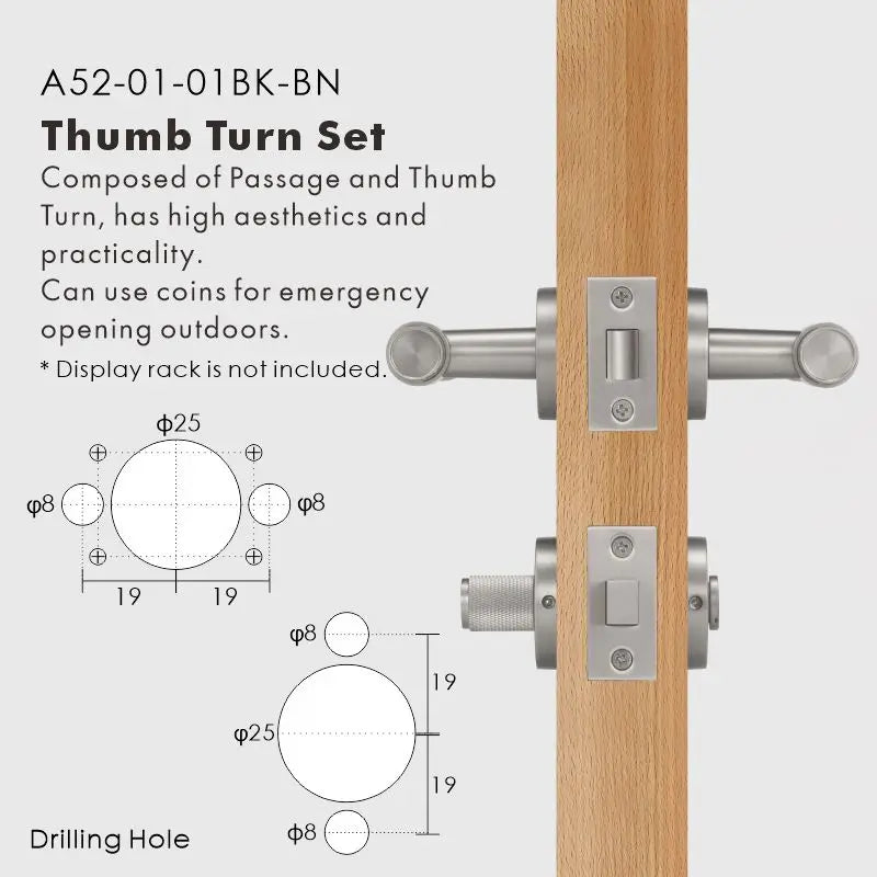 Cross Knurled Solid Brass Door Lever Set, European Mortise