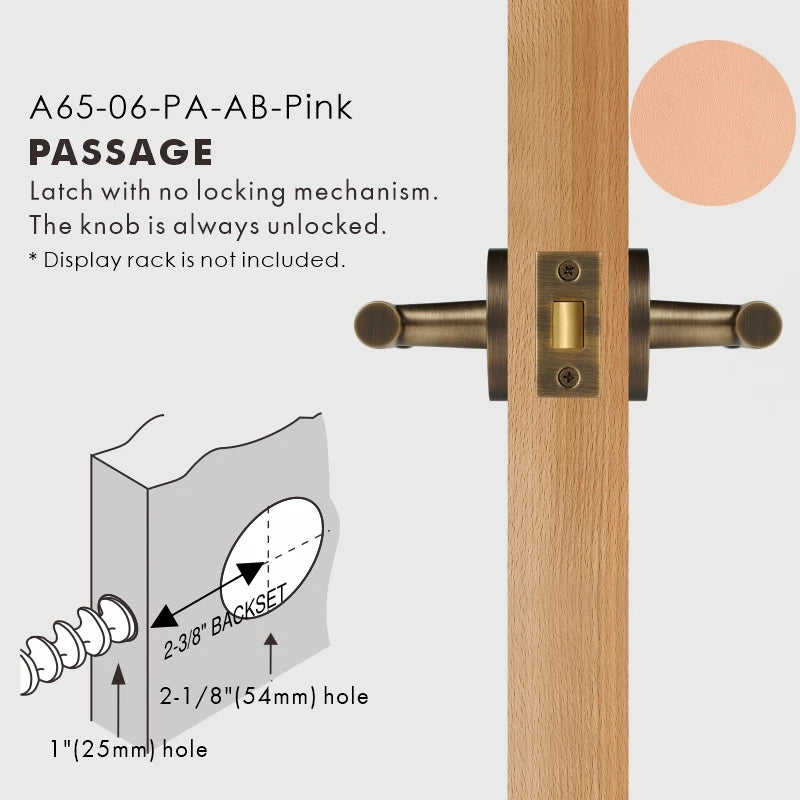 Leather Wrapped Solid Brass Door Lever Set, US Standard