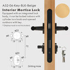 Leather Wrapped Solid Brass Door Lever Set, European Mortise