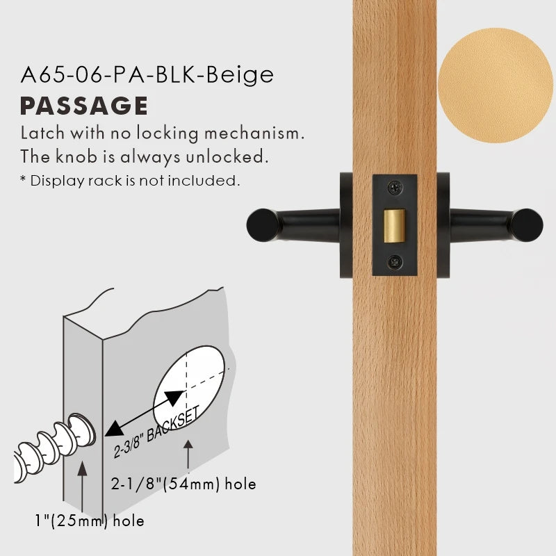 Leather Wrapped Solid Brass Door Lever Set, US Standard