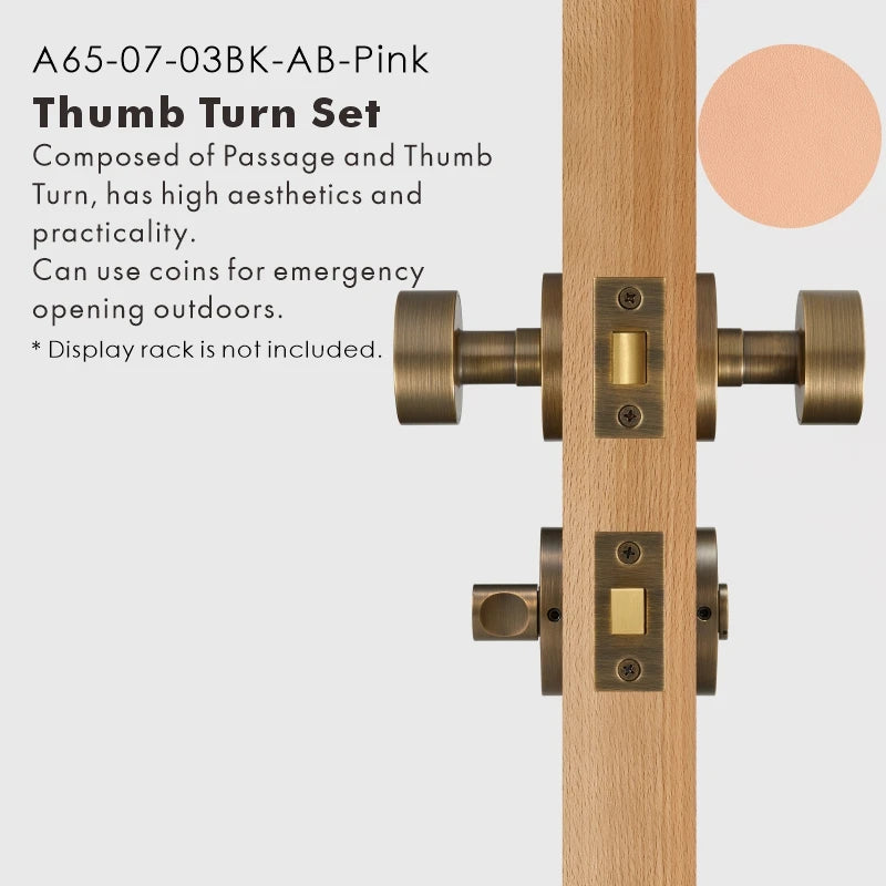 Round Solid Brass Door Knob Set, US Standard