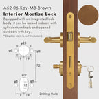Leather Wrapped Solid Brass Door Lever Set, European Mortise