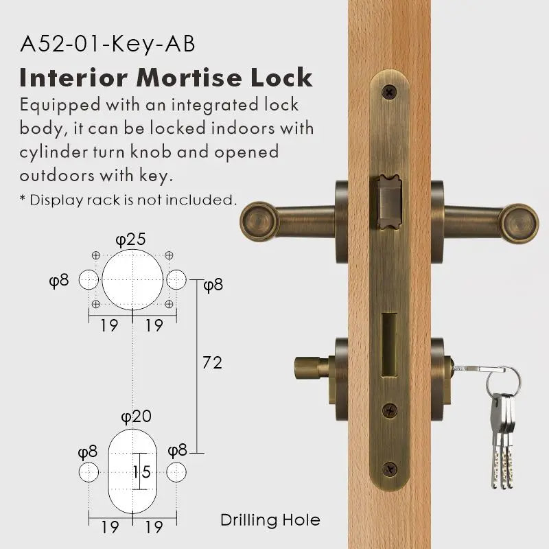 Cross Knurled Solid Brass Door Lever Set, European Mortise