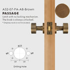 Round Solid Brass Door Knob Set, European Mortise