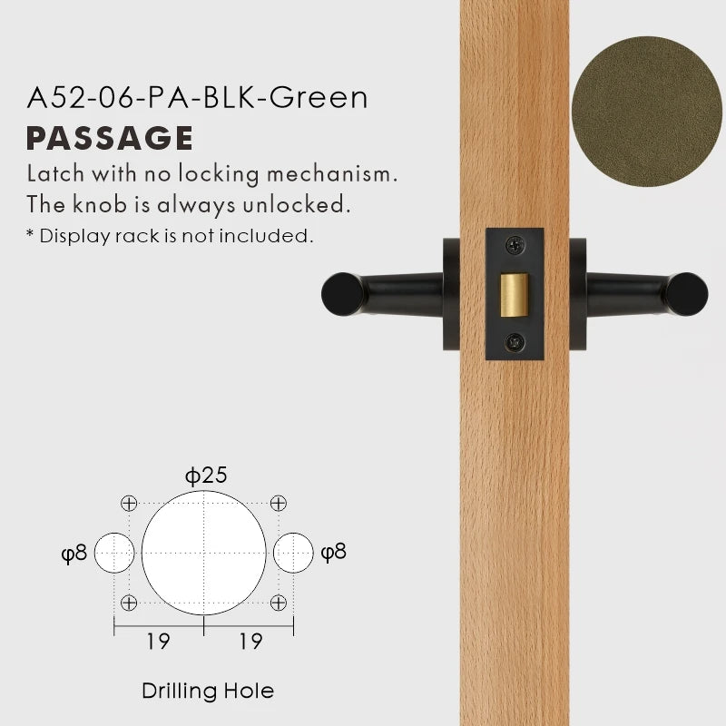 Leather Wrapped Solid Brass Door Lever Set, European Mortise