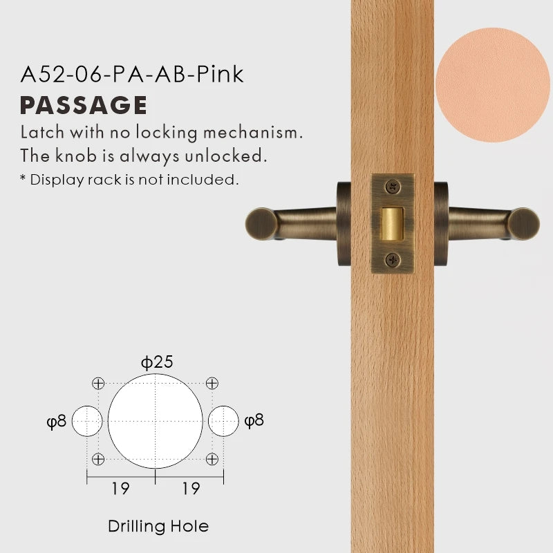 Leather Wrapped Solid Brass Door Lever Set, European Mortise