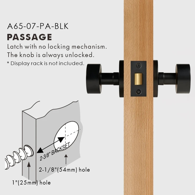 Round Solid Brass Door Knob Set, US Standard