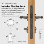 Sculpted Solid Brass Door Lever Set, European Mortise