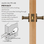 Flat Solid Brass Door Lever Set, US Standard