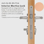 Leather Wrapped Solid Brass Door Lever Set, US Standard